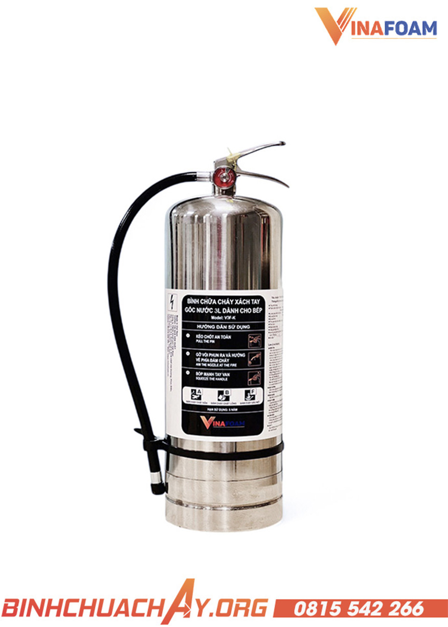 Bình chữa cháy inox 3 lít gốc nước Vinafoam V3F-K