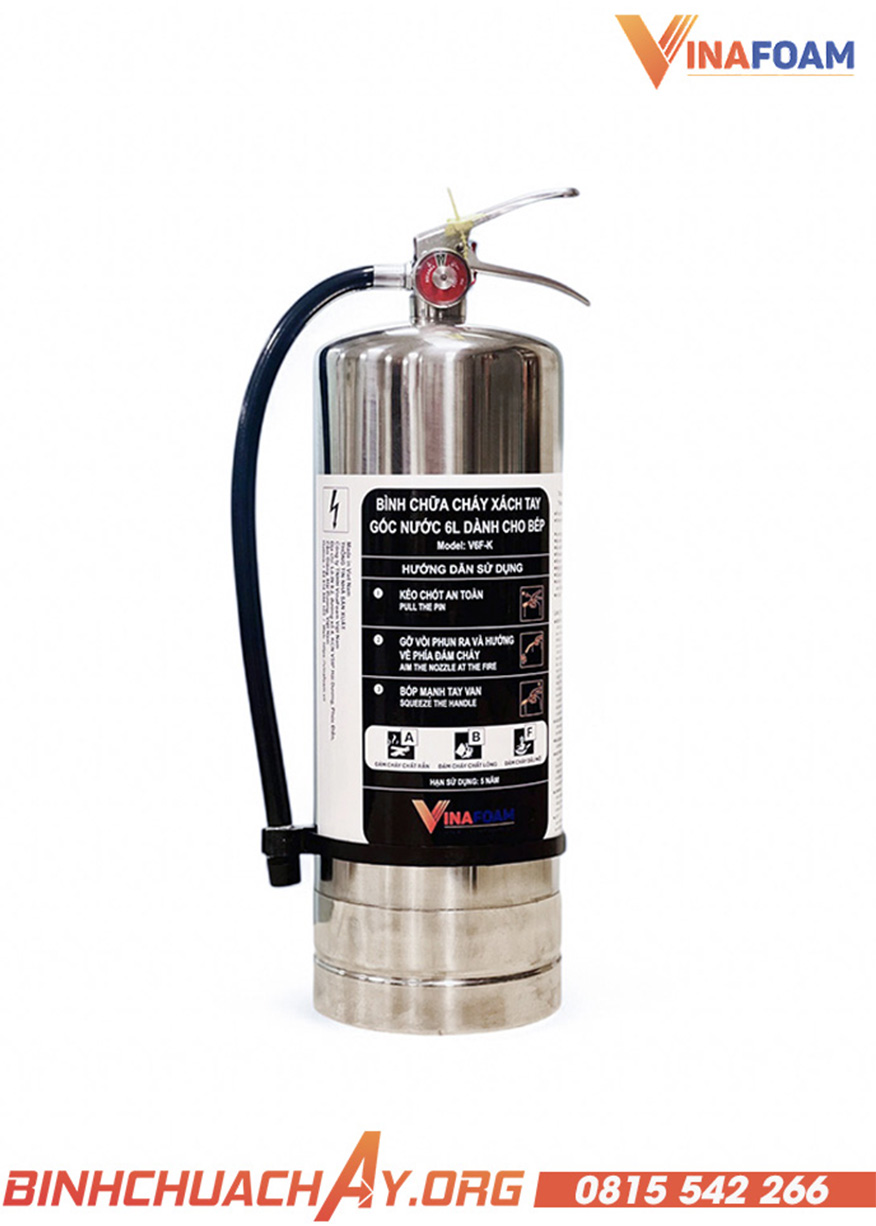 Bình chữa cháy inox 6 lít gốc nước Vinafoam V6F-K